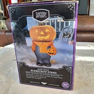 Berkley Jensen (BJ's) Blow Mold Halloween Pumpkin Scarecrow Stand